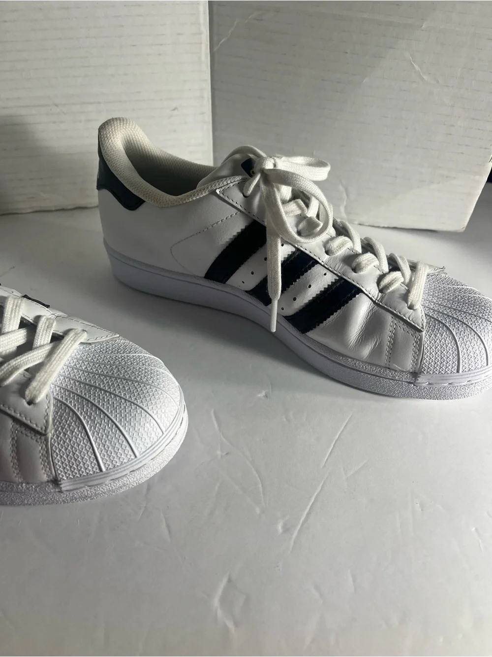 adidas White Sneakers with Black Stripes